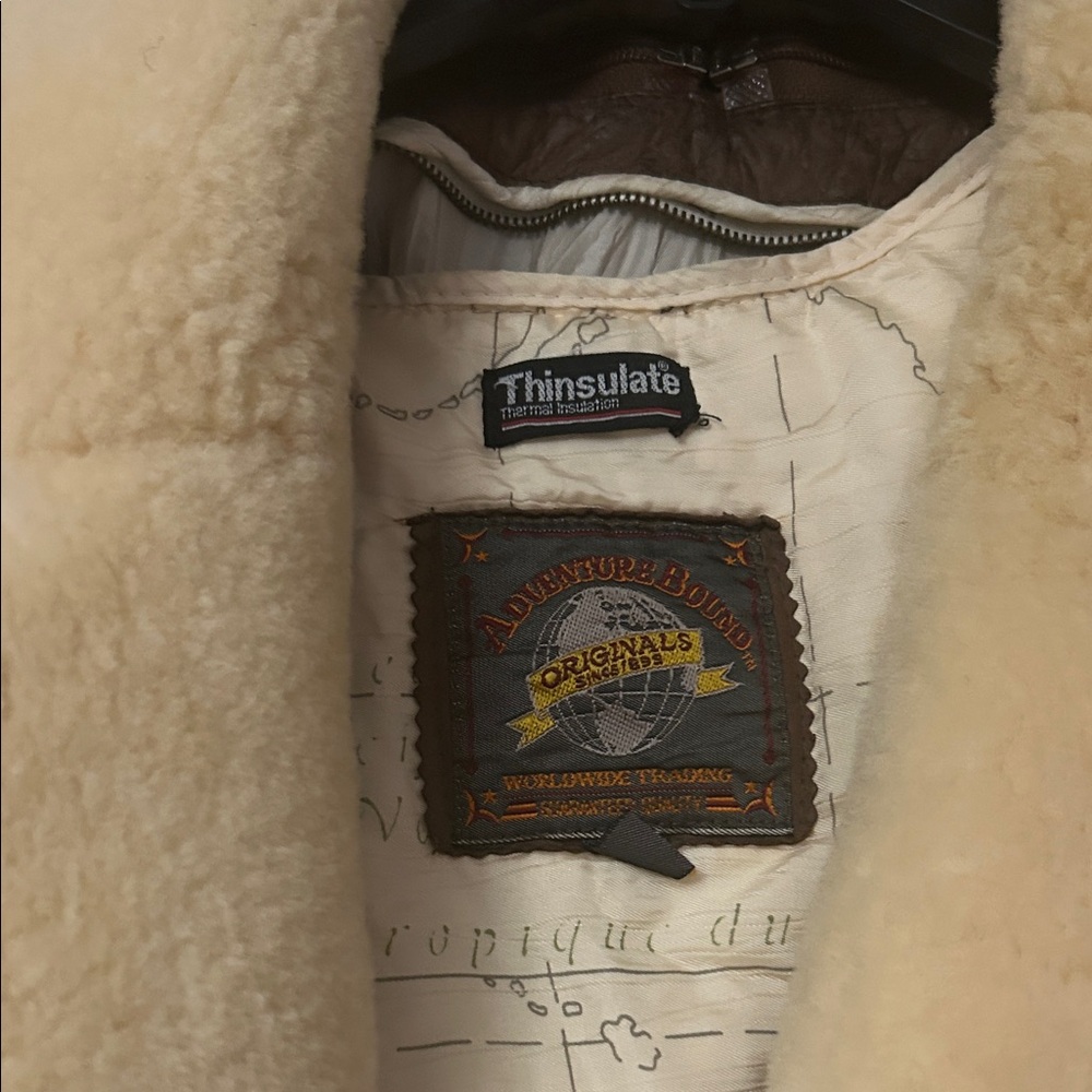 Shearling-Collar Brown Leather Jacket - image 2